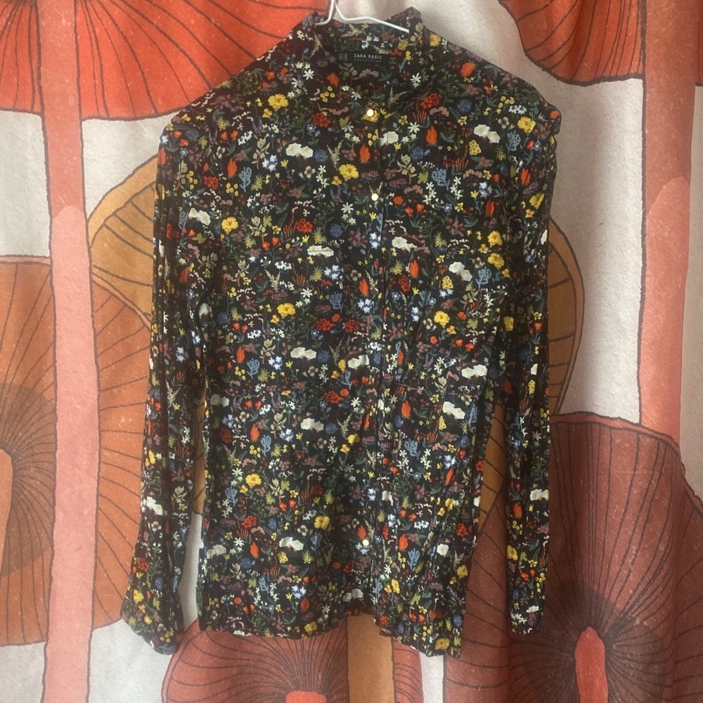ZARA floral button down shirt